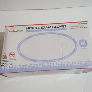 Disposable Nitrile Gloves, M, Non‑Sterile, Powder‑Free, Latex‑Free, 1 Box of 200